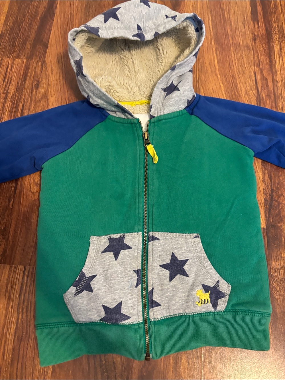 Mini Boden Boys Sherpa Lined Zip Hoodie 3-4Y – Star Print